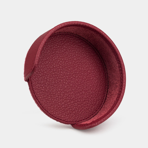 Подставка под подстаканники из натуральной кожи теленка, вишневого цвета