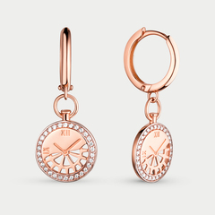 Длинные серьги женские с фианитами из розового золота 585 пробы (арт. С4816)