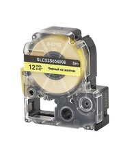 Кассета с лентой S'OK by Sakura Printing C53S654008 для Epson , черный на желтом, 12мм, 8м