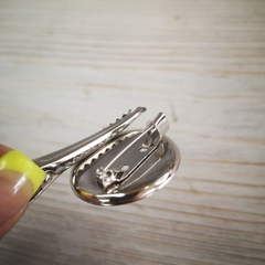 Заготовка для броши и значка металлическая, D платформы 25мм, длина заколки 40мм