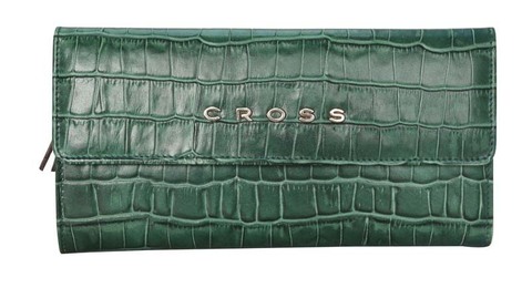 Кошелек Cross Bebe Coco, кожа наппа, зелёный/рыжий, 19,5х10,5х3 см