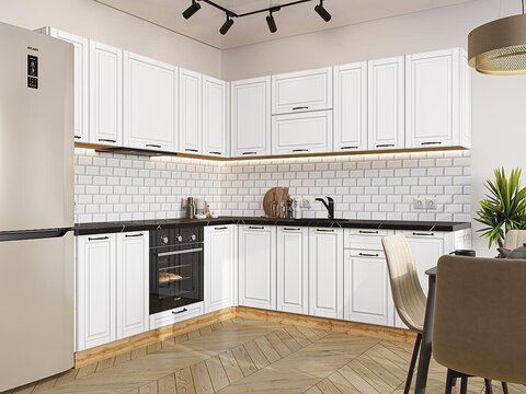 Угловая модульная кухня Дублин-02 Special White - Дуб Вотан 2140*2200/2400*600
