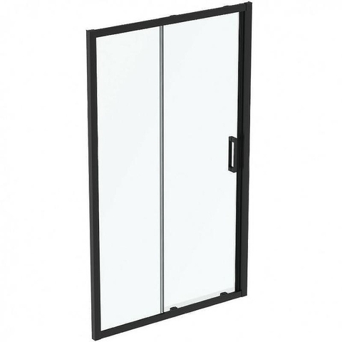 Ideal Standart K9277V3 CONNECT 2 Sliding door Сдвижная дверь в нишу 120 см (состоит из фиксированной и сдвижной частей), высота 195 см, безопасное прозрачное стекло 6 мм, антиизвестковое покрытие Ideal Clean, алюминиевый профиль Silk Black, ручки 225