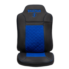 Чехлы Shacman X-3000 рестайлинг (экокожа, черный, синяя вставка)