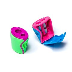 
          Точилка пластиковая Alingar, 2 отверстия, с контейнером, цвет ассорти, пластиковая банка