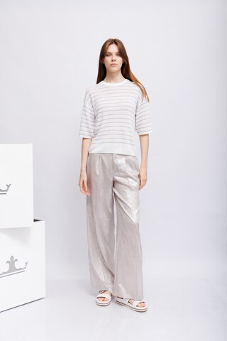 Oui Джемпер изо льна и вискозы в полоски с микропайетками