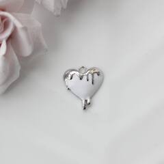 УЦЕНКА!!! Подвеска Сердце с белой эмалью, 17*15 мм, родий, У088