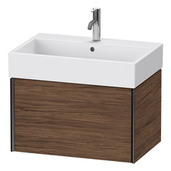 Duravit XViu Тумба подвесная 397x684x454мм, для раковины #235070, 1 ящик, цвет: walnut dark/черный матовый XV42350B221 фото