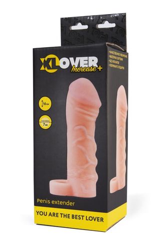 Фаллическая удлиняющая насадка с кольцом для фиксации - 16 см. - ToyFa XLover 748002