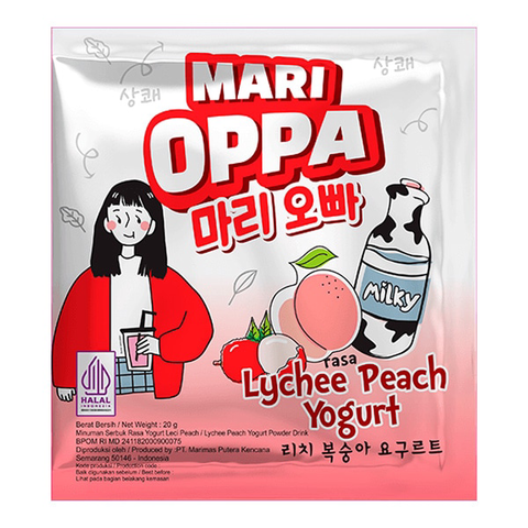 Молочный чай растворимый со вкусом личи и персика Mari Oppa, 20 г