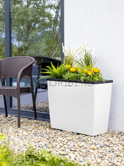 Напольное Кашпо RATTAN 28 литров OLA DOM белый с автополивом