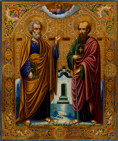 Икона святые Апостолы Петр и Павел на дереве на левкасе мастерская Иконный Дом