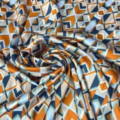 Ткань шелк атласный с ромбами 1198/1