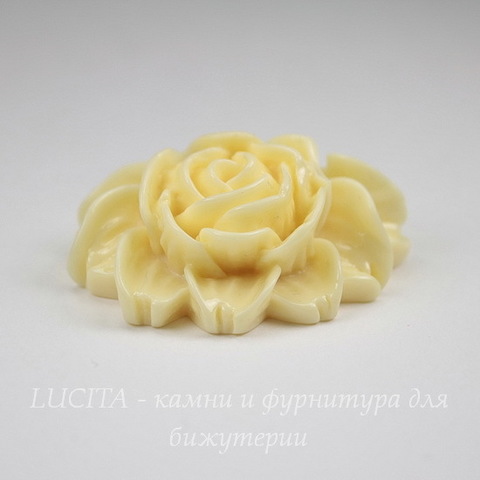 Кабошон акриловый "Кувшинка", цвет - кремовый, 43х34 мм
