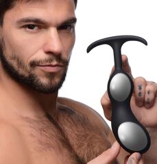 Черный массажер простаты с утяжелителями Premium Silicone Weighted Prostate Plug XL - 20,8 см. - 