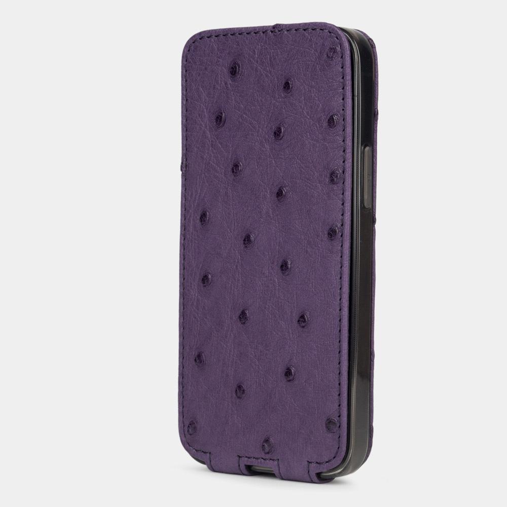 ostrich leather folio case for iPhone 14 PRO with magsafe inside violet
