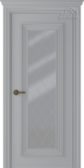 Дверь Палаццо 1 / Цвет Эмаль светло - серый / Мателюкс белый витраж / Двери Belwooddoors