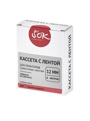 Кассета с лентой S'OK by Sakura Printing TZEFX431 для Brother,  черный на красном, 12мм, 8м , наклейка