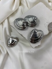 Пуговицы в форме ракушки большие серебристые