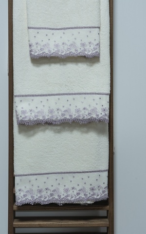 Набор полотенец 3шт Sandri Prato Fiorito с сиреневым кружевом