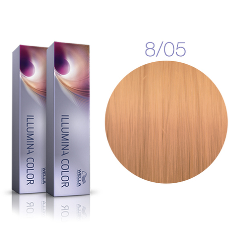 Wella Professional Illumina Color 8/05 (Светлый блонд натуральный махагоновый) - Стойкая крем-краска для волос