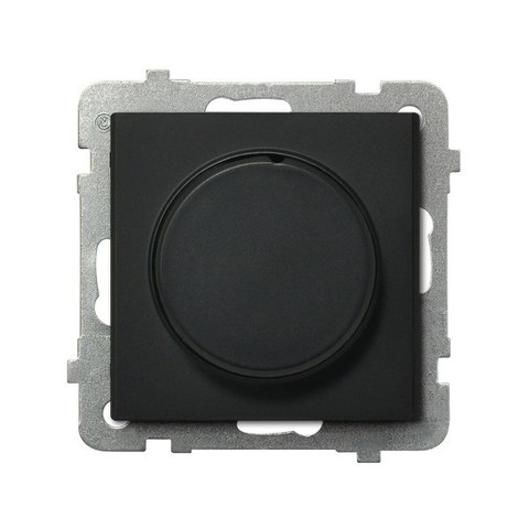 Светорегулятор поворотно-нажимной для нагрузки лампами накаливания, галогенными и LED. Цвет Чёрный металлик. Ospel. Sonata. LP-8RL2/m/33