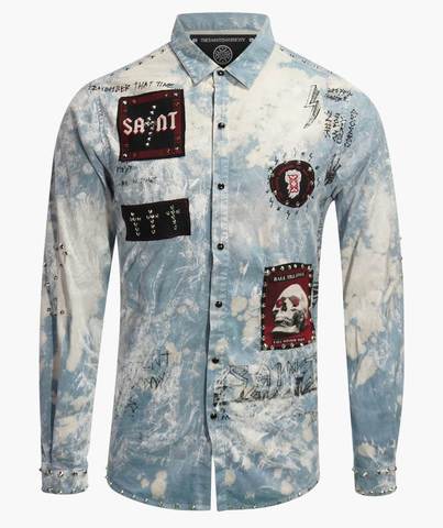 The Saints Sinphony | Рубашка мужская CONCERT TRUCKER BUTTON UP BLUE TS2853 перед