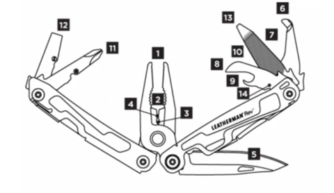 Мультитул Leatherman Rev, 14 функций, чёрный нейлоновый чехол (832136) | Multitool-Leatherman.Ru