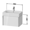 Duravit XViu Тумба подвесная 397x684x454мм, для раковины #235070, 1 ящик, цвет: walnut dark/черный матовый XV42350B221