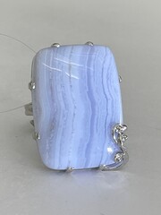 Агат голубой (кольцо из серебра)