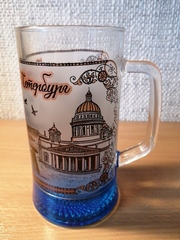 Кружка стекло пиво 0.5 от Художника бронза с цветным дном