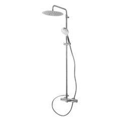 Cezares LEAF-CVDA-30-SS LEAF-CVDA-30-SS Душевая стойка телескопическая со смесителем с верхним и ручным душем, верхний душ диаметр 300 мм металл, исполнение sunset фото