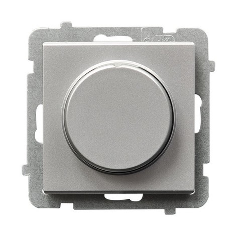 Светорегулятор поворотно-нажимной для нагрузки лампами накаливания, галогенными и LED. Цвет Серебро матовое. Ospel. Sonata. LP-8RL2/m/38
