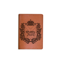 Обложка на паспорт "Герб Приморского края", рыжая