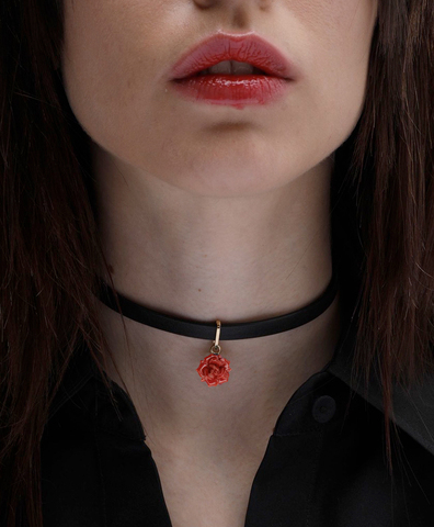 Чокер MINI ROSE LEATHER RED