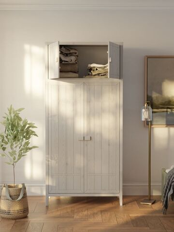 Антресоль Карлос 2 двери 50х105,2х50 из сосны, белый воск