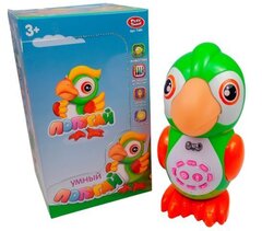 Детская развивающая игрушка Попугайчик, мягкий нос, 43 стихотворения, 24 сказки, 15 песен, 10 скороговорок, размер 16*26