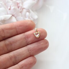 Подвеска Сердце с белым фианитом, 12*8 мм, позолота, П297