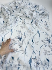 Вискоза с нейлоном, крэш вуаль, Голубые лилии