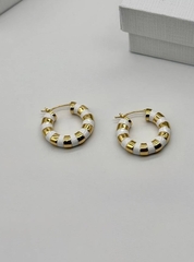 Серьги-конго баранки CELINE с белой эмалью качество lux