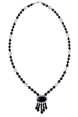Колье из чёрного агата и горного хрусталя