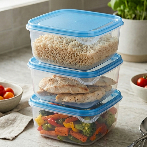 Набор контейнеров 14х14х6 с крышкой для сыпучих продуктов 3 шт, полипропилен