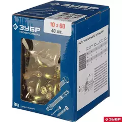 ЗУБР М10 х 60 мм, 40 шт, анкерный болт с кольцом, Профессионал (302392-10-060)