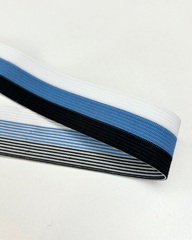Тесьма эластичная , цвет: белый/голубой/чёрный, 30мм