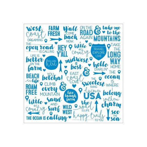 Ацетатный лист  30 х30 см - Discover USA Acetate - Aqua Foil Words