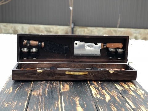 Набор шампуров в деревянной коробке №4