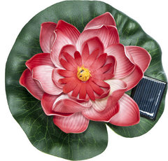 Светильник садово-парковый на воду на солнечной батарее «Кувшинка» красный, 1 RGB LED, 170*170*60мм, PL263 (Feron)