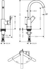 Смеситель для раковины 210, с донным клапаном, хром Hansgrohe Rebris E 72576000