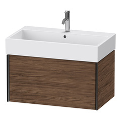 Duravit XViu Тумба подвесная 397x784x454мм, для раковины #235080, 1 ящик, цвет: walnut dark/черный матовый XV42360B221 фото