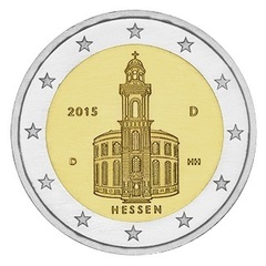 Германия 2015 год 2 евро Гессен двор D   UNC из ролла, Федеральные земли Германии